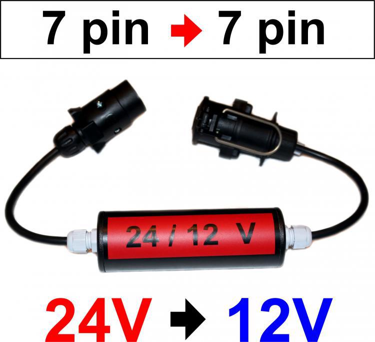Reduktor napicia 24V / 12V - 7 pin na 7 pin