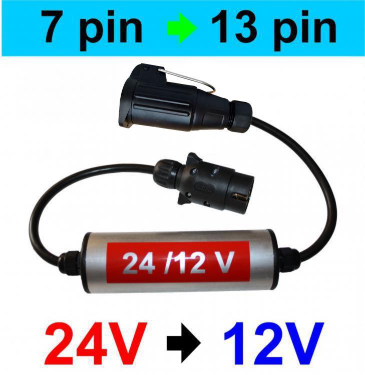 Reduktor napicia 24V / 12V - 7 pin / 13 pin