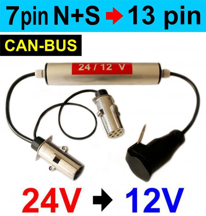 Reduktor napicia 24V / 12V - 7 pin N+S / 13 pin